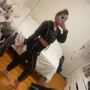 Track Suit Crop Wind Breaker Material